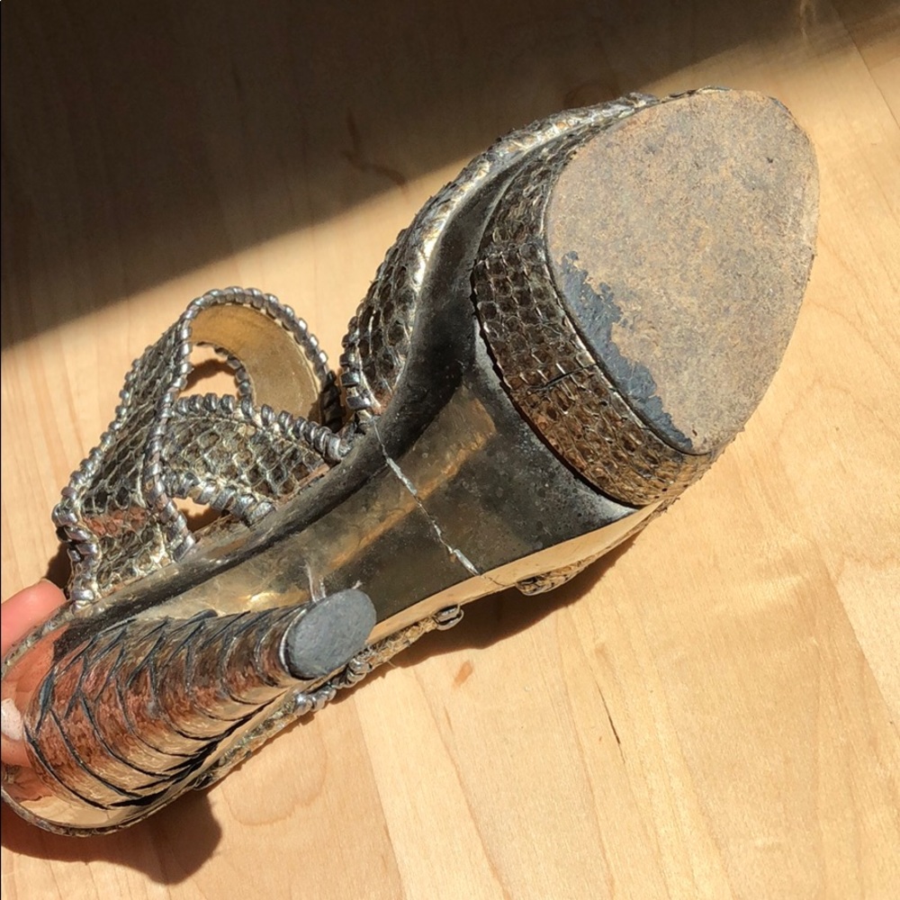 Devi Kroell Python Silver Sandals - Picture 3 of 6